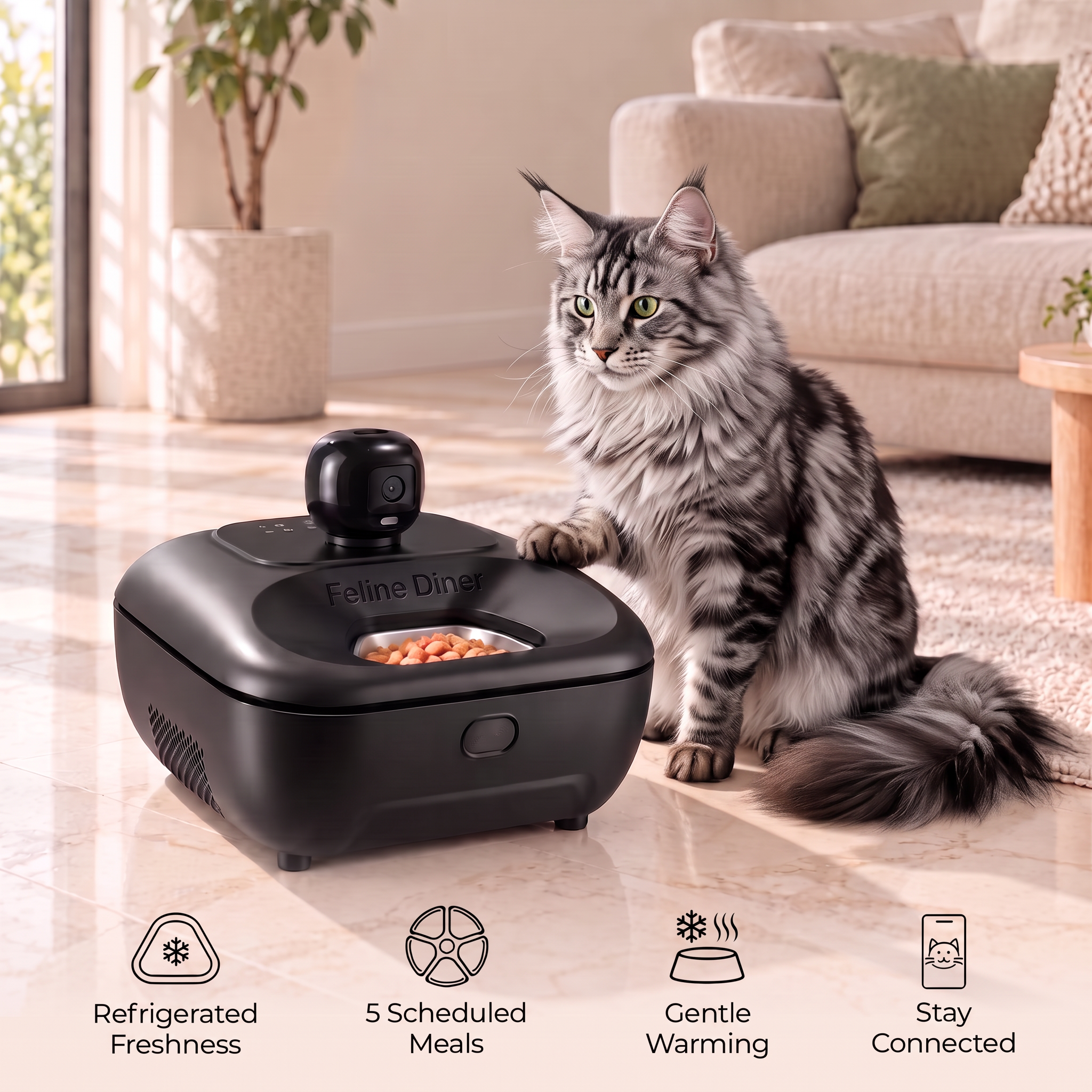 Open Feline Diner Pro 5 base with five tray wells